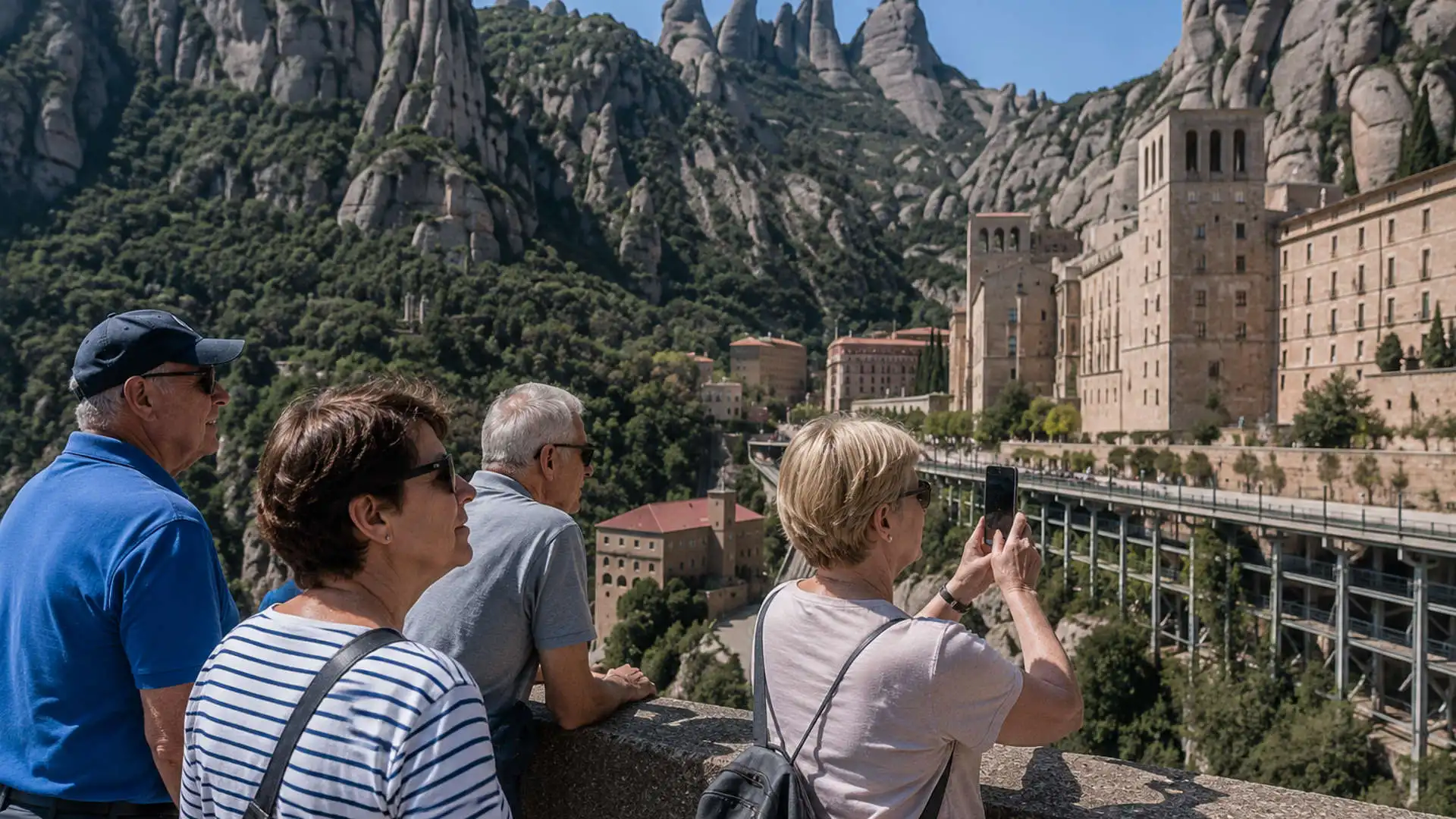 Cruise passengers exploring Montserrat after arriving at Barcelona cruise port